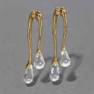 Alexis Bittar Lucite Gold Front Back Double Drop Earrings